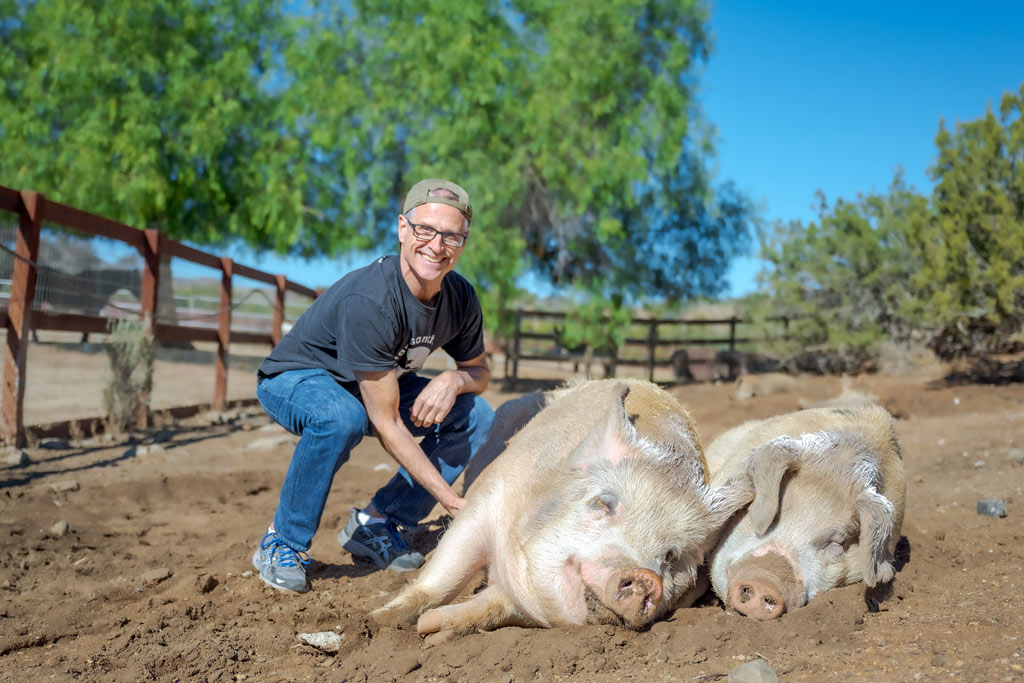 Gene_Baur_with pigs