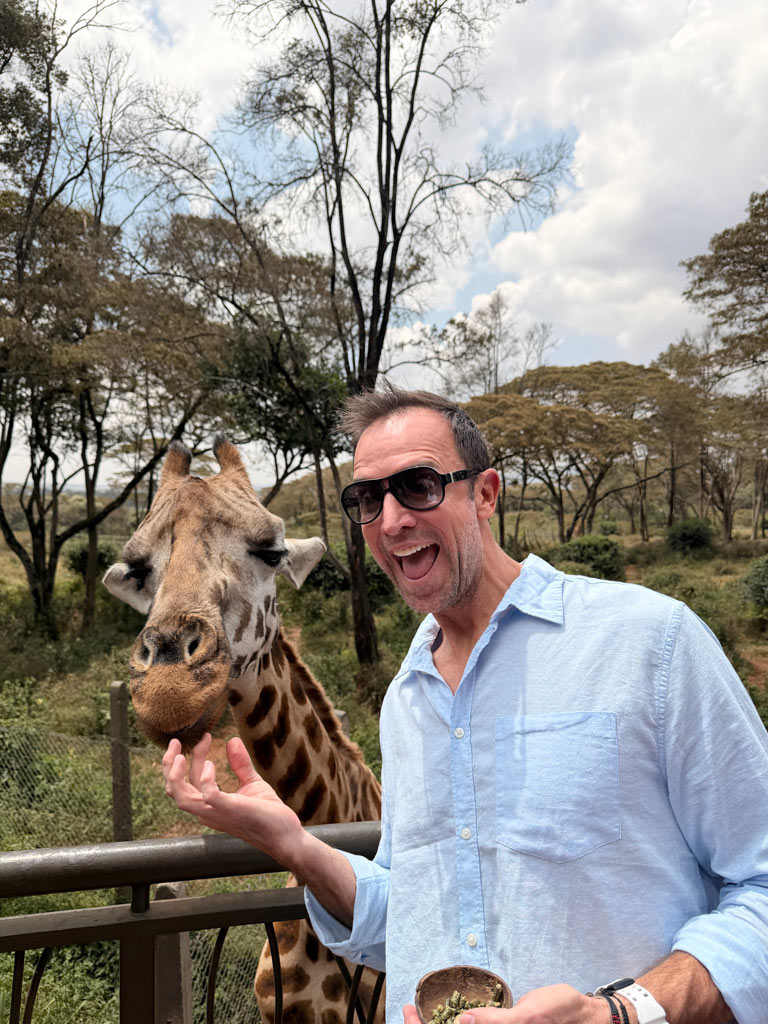 Zay Harding with Girrafe